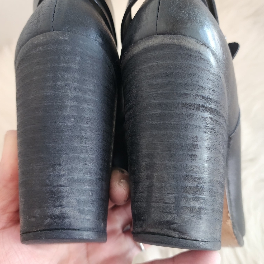 RAG & BONE HARROW LEATHER HEEL BOOTIES ROUND TOE BLACK SZ 39/8.5 - Picture 14 of 14